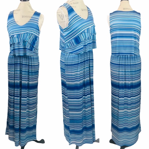 OneWorld Multi Blue Maxi Dress - Picture 1 of 8